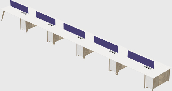 Rectangular shared desk