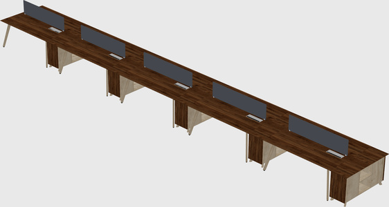 Rectangular shared desk