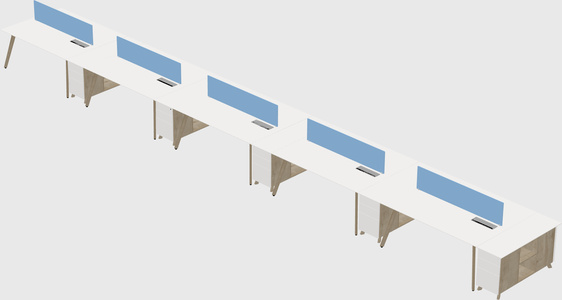 Rectangular shared desk