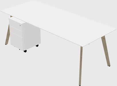 Modern spacious rectangular executive desk/table - solid wood frame