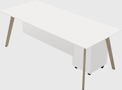 Modern spacious rectangular executive desk/table - solid wood frame