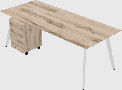 Modern spacious rectangular executive desk/table - solid wood frame