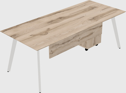 Modern spacious rectangular executive desk/table - solid wood frame