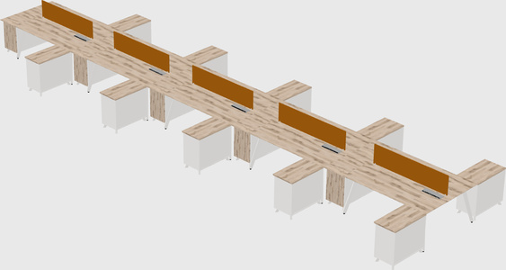 L-shaped shared desk