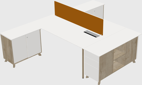 L-shaped shared desk