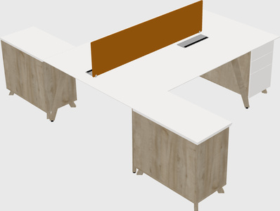 L-shaped shared desk