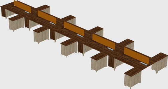 L-shaped shared desk