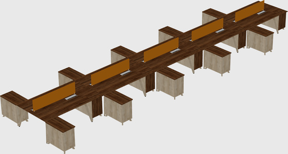 L-shaped shared desk