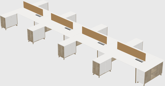 L-shaped shared desk