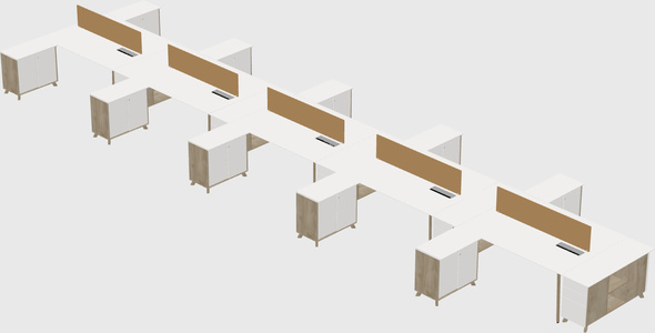 L-shaped shared desk