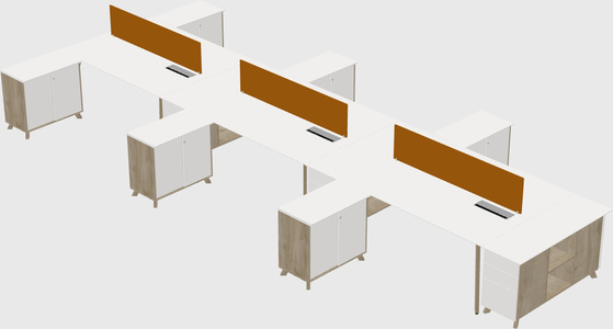 L-shaped shared desk