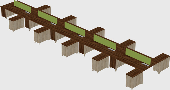 L-shaped shared desk