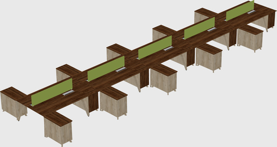 L-shaped shared desk
