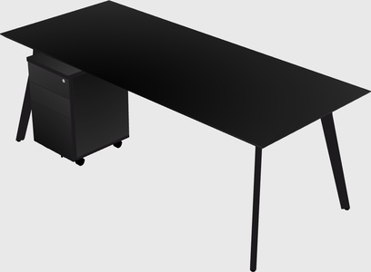 Modern spacious rectangular executive desk/table - solid wood frame