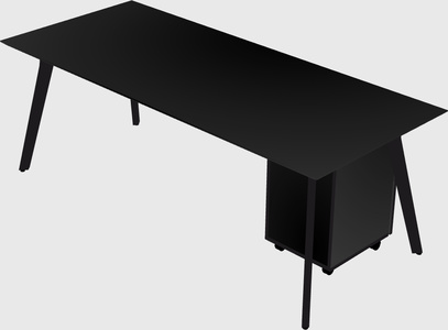 Modern spacious rectangular executive desk/table - solid wood frame