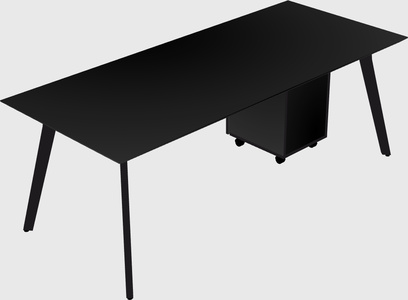 Modern spacious rectangular executive desk/table - solid wood frame