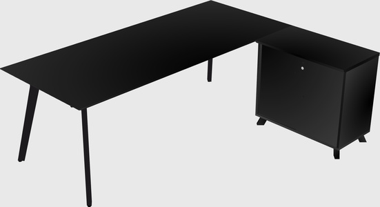 Modern Executive L-shaped Desk - Solid Wood Frame