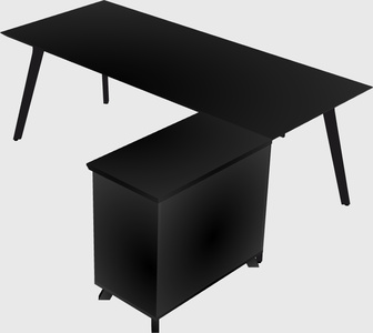 Modern executive l-shaped desk - solid wood frame