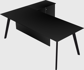 Modern executive l-shaped desk - solid wood frame