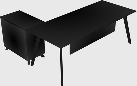 Modern executive l-shaped desk - solid wood frame
