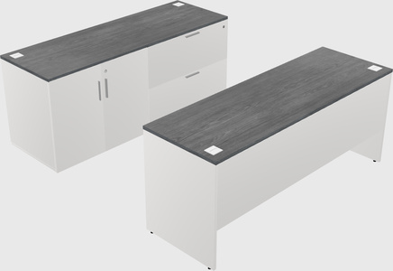 Parallel desk with credenza