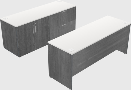 Parallel desk with credenza