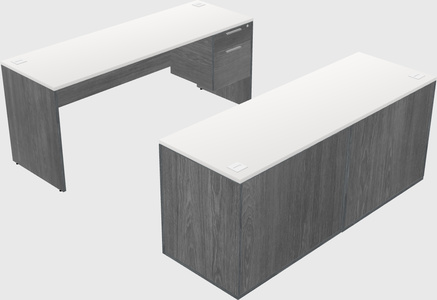 Parallel desk with credenza