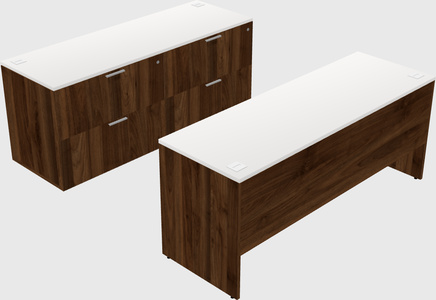 Parallel desk with credenza