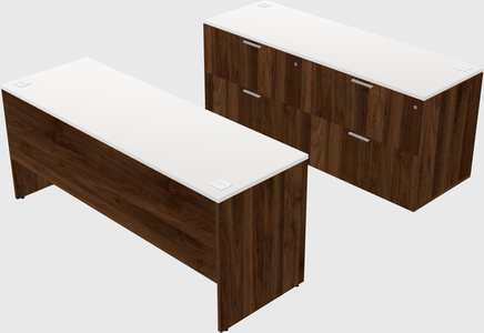 Parallel desk with credenza