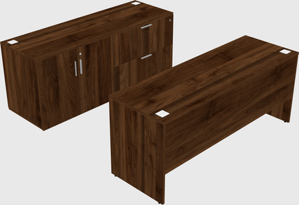 Parallel desk with credenza