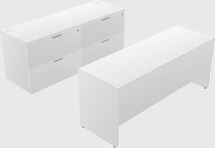 Parallel desk with credenza