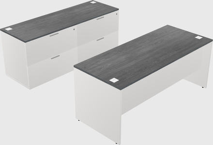 Parallel desk with credenza
