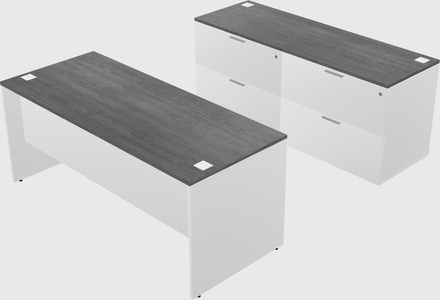 Parallel desk with credenza