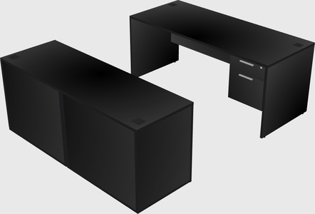 Parallel desk with credenza