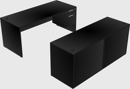 Parallel desk with credenza
