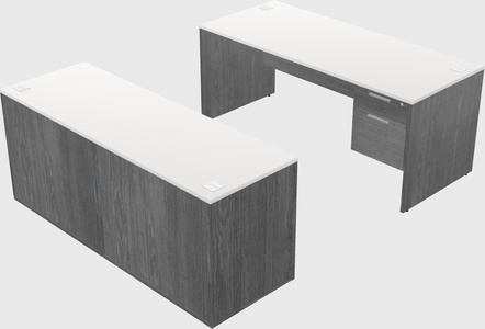 Parallel desk with credenza
