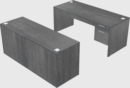 Parallel desk with credenza
