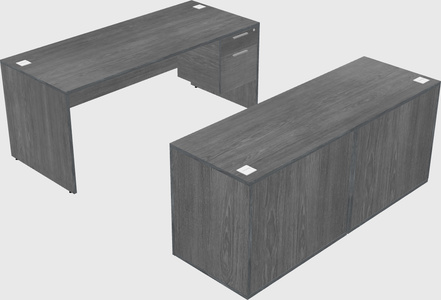 Parallel desk with credenza