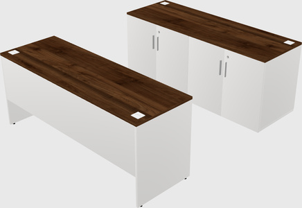 Parallel desk with credenza