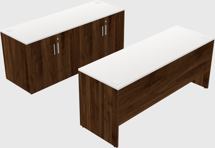 Parallel desk with credenza