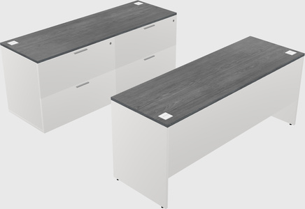 Parallel desk with credenza