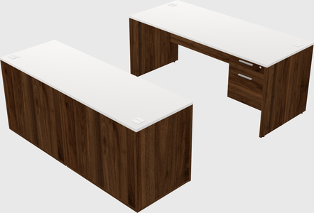Parallel desk with credenza