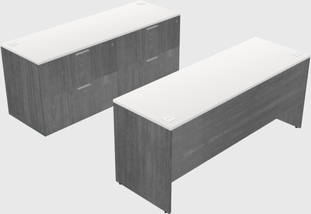 Parallel desk with credenza