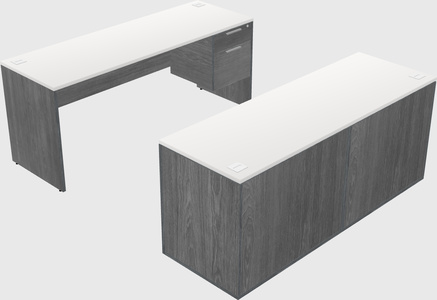 Parallel desk with credenza