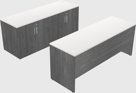 Parallel desk with credenza