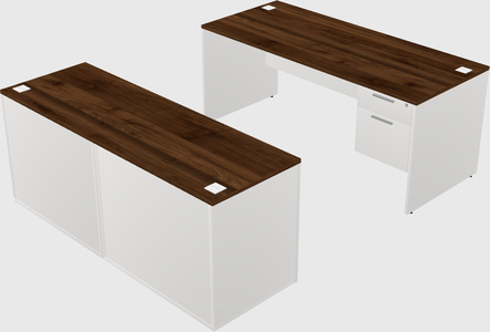 Parallel desk with credenza