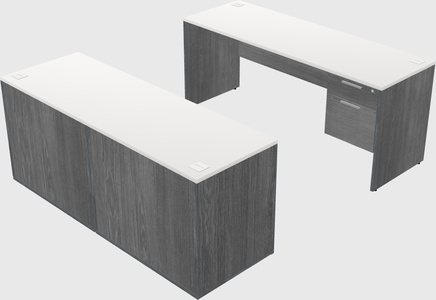 Parallel desk with credenza