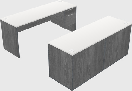 Parallel desk with credenza
