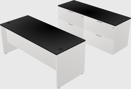 Parallel desk with credenza