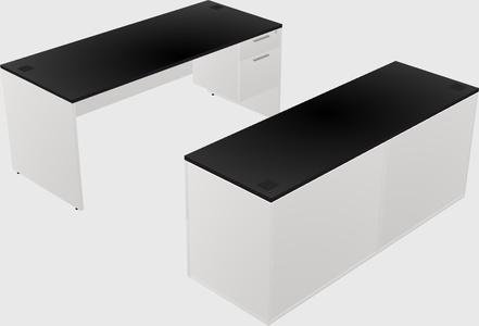 Parallel desk with credenza